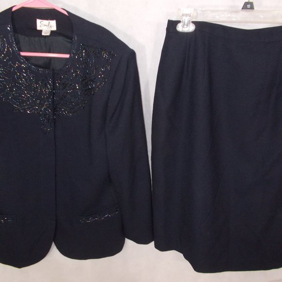 by Emily Dresses & Skirts - EUC ladies navy beaded suit by Emily, size 10